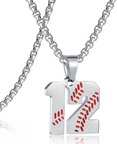 Miniatura 102 de SKQIR Colgante de número de jersey de béisbol para hombres y niños - Cadena de acero inoxidable para atletas - Negro