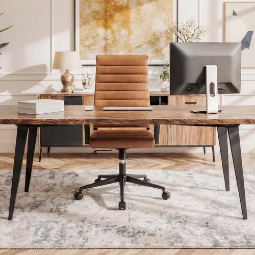 Miniatura 9 de Okeysen Silla de escritorio de oficina, sillas de sala de conferencias, silla giratoria ejecutiva ergonómica moderna, altura ajustable, silla