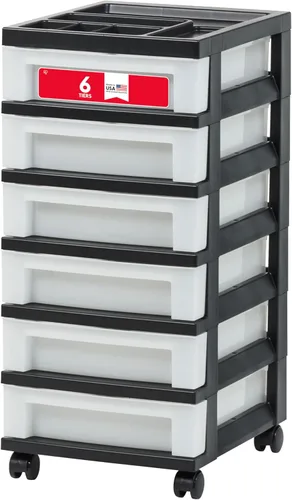Miniatura 9 de IRIS USA Organizador de almacenamiento de plástico, movible con ruedas y 3 cajones, para el aula, artículos de manualidades, tocador, armario, baño
