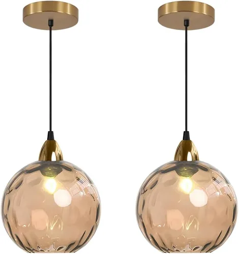 Miniatura 11 de BOKT Moderna Lámpara Colgante de Vidrio Azul Accesorio de Luz Latón Cepillado Dorado Globo Iluminación Colgante 1 Luz Bola Grande Redonda Lámpara