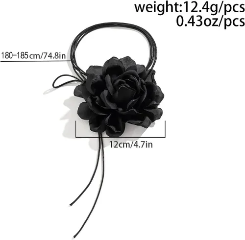 Miniatura 7 de INENIMARTJ Gargantilla de flores, gargantilla de rosa grande, gargantilla de terciopelo con roseta de flores, collar para mujeres y niñas, novia