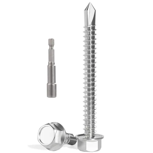Miniatura 24 de VGBUY 170 tornillos autoperforantes para metal, tornillos autorroscantes de chapa metálica de acero inoxidable 410 #10 x 3/4 pulgadas, tornillos