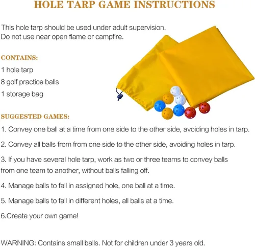 Miniatura 5 de Sonyabecca Yellow Hole Tarp Team Building Games for Work with 8 Pcs Team Building Ball for Teamwork Group Learning Fun