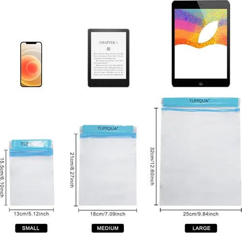 Miniatura 2 de YUMQUA Bolsa impermeable transparente, bolsa impermeable para documentos, soporte para pasaporte, funda hermética para mapas, bolsa impermeable a