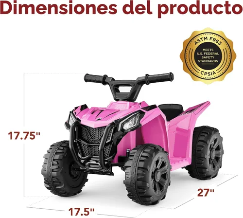 Miniatura 7 de Best Choice Products - Auto para montar de 6 V para niños, cuadriciclo de 4 ruedas, coche de juego con velocidad máxima de 1.8 MPH, neumáticos