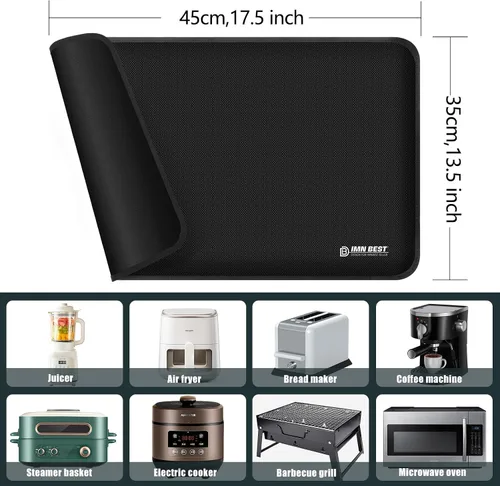 Miniatura 6 de Tapete resistente al calor para sitio de freidora de aire, tapete de silicona ignífugo para encimera de cocina, antideslizante e impermeable