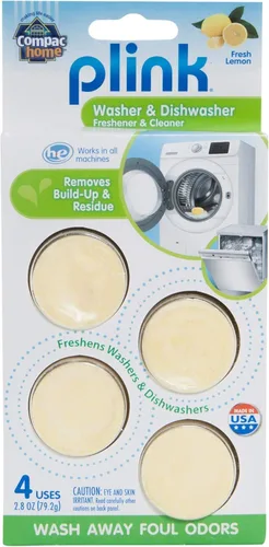 Compac Home Plink Ambientador para electrodomésticos, lavavajillas, limpiador de lavadora, activado por agua, aroma fresco de limón, 4 unidades