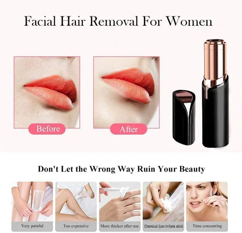 Miniatura 4 de Depilación facial para mujeres, removedor de vello sin dolor, rasuradora impermeable, con luz LED para cara, bigote, labio, barbilla, recargable