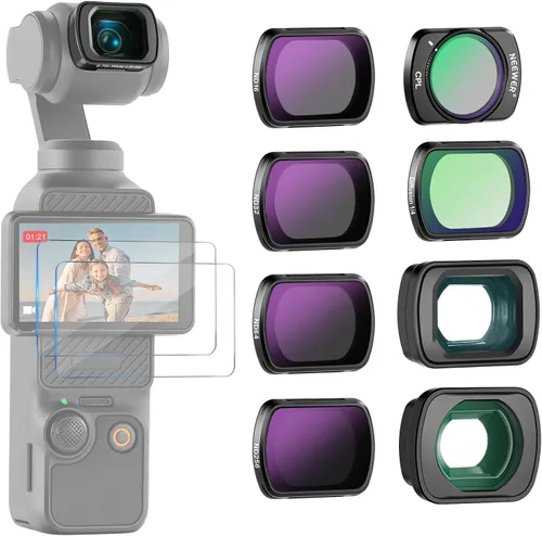 Miniatura 19 de NEEWER Juego de filtros ND compatibles con DJI Osmo Pocket 3 Creator Combo Accesorios, lente gran angular + ND2-32 variable + CPL + filtro