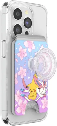 Miniatura 30 de Cartera para teléfono PopSockets con soporte expandible, tarjetero para teléfono - Nubes rosas Rosa (Pink Clouds)