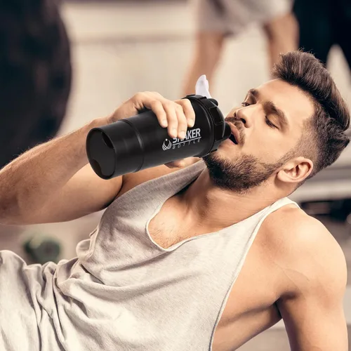 Miniatura 7 de Shaker Bottle - Botellas mezcladoras de proteínas de 18 onzas con almacenamiento de polvo y estuche para píldoras, 16.9 fl oz, taza agitadora