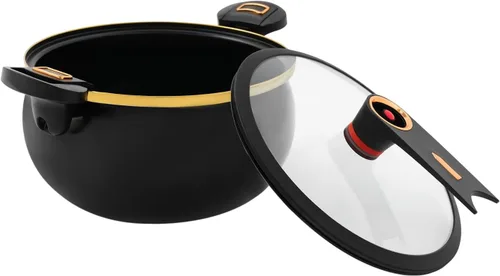 Miniatura 6 de PERFERATE Olla a presión micro de 8.45 cuartos de galón con válvula automática de liberación de presión, olla redonda antiadherente olla a fuego