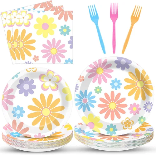 Miniatura 35 de Juego de 96 piezas de platos de papel, servilletas y tenedores para fiesta de cumpleaños número 16 para fiesta negra de dulces 16 años, platos