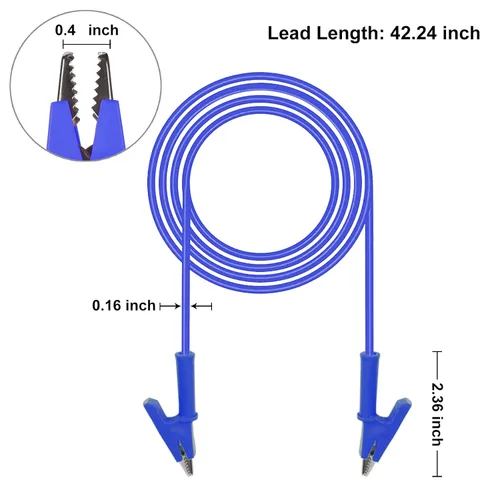 Miniatura 2 de WGGE - Juego de 5 cables de prueba con pinzas de cocodrilo de doble punta, cable de alambre de prueba de 15A con clips aislantes, cable resistente