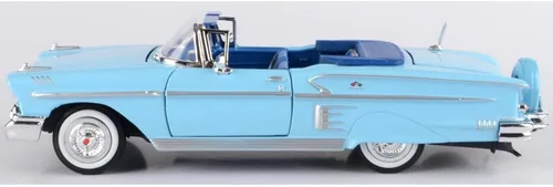 Miniatura 4 de Chevrolet Impala Convertible 1958, azul - Motormax Premium American 73267 - Modelo de automóvil fundido a presión a escala 1/24, unisex, para niños