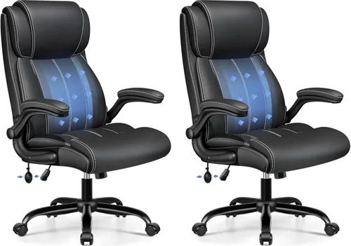 Miniatura 21 de BESTFAIR Silla de Oficina Ergonómica - Silla de Escritorio para Computadora, Sillas Ejecutivas de Cuero con Respaldo Alto, Soporte Lumbar Ajustable