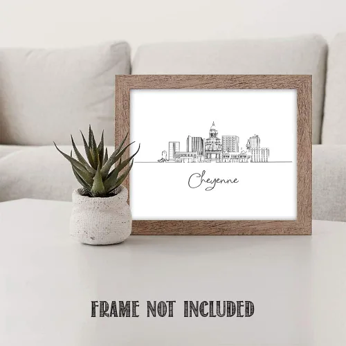 Miniatura 3 de TJ Originals Cheyenne Skyline - Decoración de pared para sala de estar, arte de pared en blanco y negro, imágenes artísticas de línea estadounidense