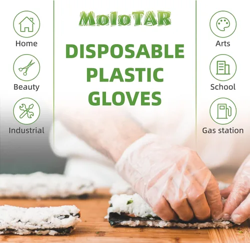 Miniatura 6 de MoloTAR 500 guantes desechables de plástico, guantes desechables para limpieza, [Talla única]
