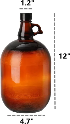 Miniatura 2 de Dicunoy Jarras de vidrio de 1 galón, botella de fermentación ámbar con tapa de sello, botella de agua de 128 onzas con asa para kombucha, cerveza