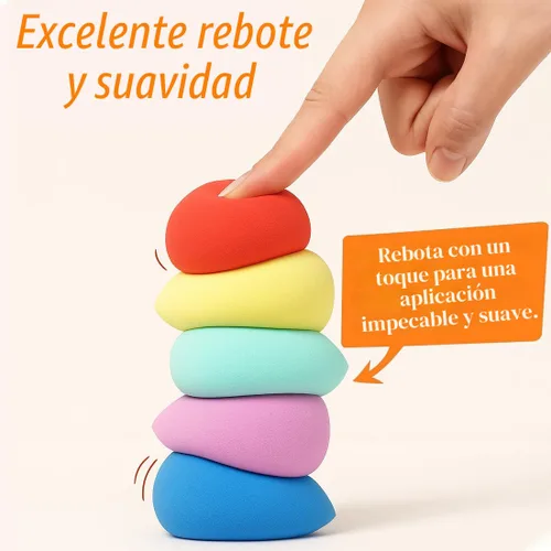 Miniatura 2 de BEAKEY Juego de 5 esponjas de maquillaje, microporosas, de baja absorción, suave, sin látex, esponja de belleza y licuadoras para crema en polvo
