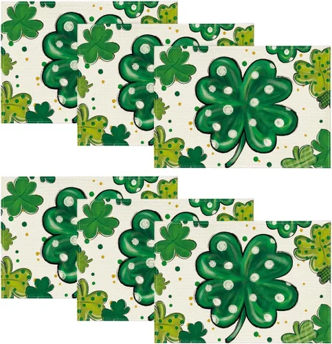 Miniatura 5 de Artoid Mode Dot Shamrock Luck of The Irish St. Patrick's Day - Juego de 4 manteles individuales de 12 x 18 pulgadas para decoración de fiestas
