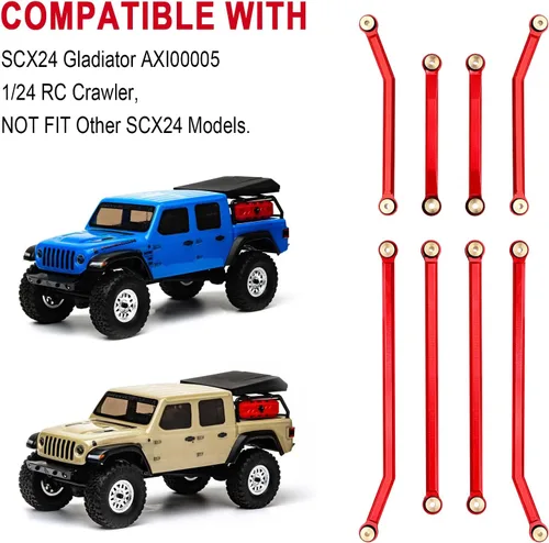 Miniatura 3 de Hobbypark Actualizaciones de aluminio de alta liquidación de enlaces para Axial SCX24 Gladiator AXI00005 Actualizaciones 1/24 RC Crawler Car (rojo)