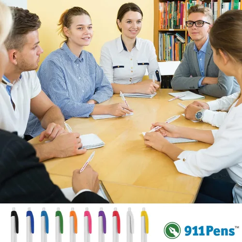 Miniatura 6 de (50 bolígrafos blancos) impresos en Estados Unidos, bolígrafo de tinta de escritura personalizado, impreso con tu logotipo y texto