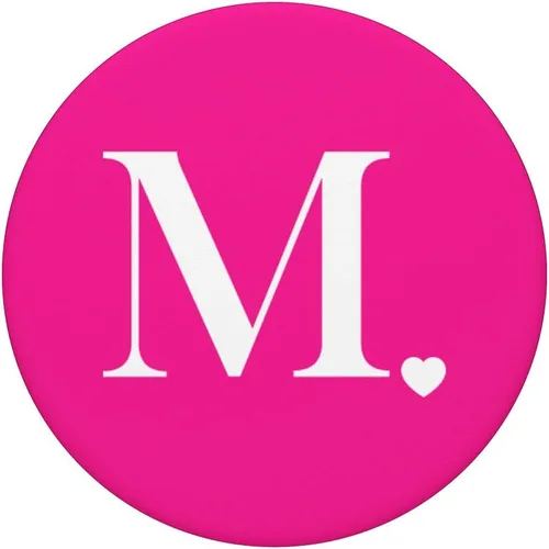 Miniatura 3 de PopSockets - Agarre y soporte para teléfonos y tabletas, diseño de letra M, color rosa y blanco