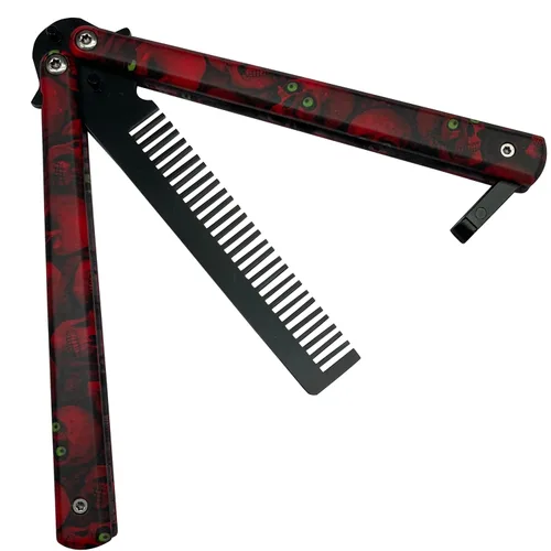Miniatura 8 de Peine de entrenamiento de práctica diseñado con cuchillo de mariposa, peine de entrenamiento portátil, fácil de practicar volteo (verde)