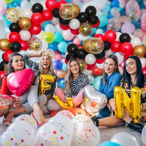 Miniatura 4 de Paquete de 113 globos de guirnalda con arco para baby shower, boda, cumpleaños, fiesta de graduación Rojo y negro