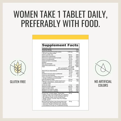 Miniatura 4 de Nature's Way Alive! Once Daily 50+ Multivitamínico: Ultra potencia para mujeres y hombres, mezclas a base de alimentos, 60 tabletas cada una