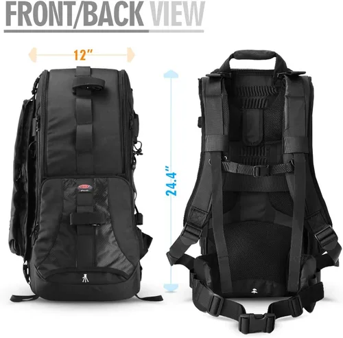 Miniatura 2 de Mochila impermeable para cámara DSLR grande con compartimentos para laptop de 17 pulgadas, cubierta para lluvia, soporte para trípode, funda