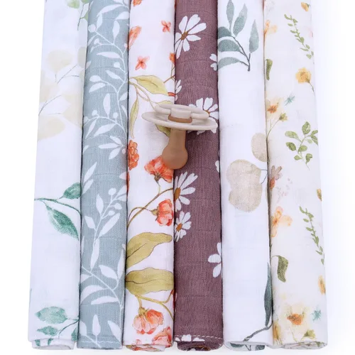 Miniatura 6 de LifeTree Toallas de muselina para bebé, paquete de 6 paños de lavado unisex para niños y niñas, 70% viscosa de bambú y 30% algodón, toallas de baño