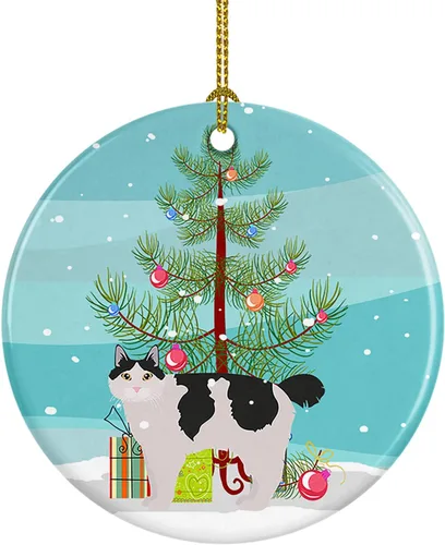 Miniatura 58 de Caroline's Treasures Adorno de cerámica con texto en inglés "Merry Christmas" para colgar en el árbol de Navidad, decoración para el hogar, Navidad