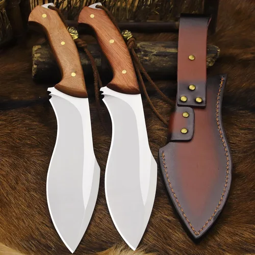 Miniatura 7 de BA-KOR (Survivor III) Cuchillo fijo de 35.5CM (14.2") de acero DC53 con tanga completa de 10mm engrosada + funda de cuero y encendido de cerio
