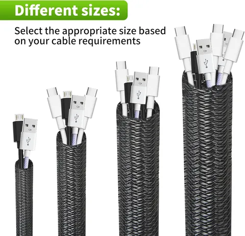 Miniatura 5 de Split Wire Loom - Funda trenzada de 3/8 pulgadas, 50 pies, para gestión de cables, protector de cable para mascotas, TV, escritorio y automóvil
