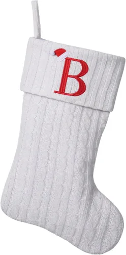 Miniatura 105 de Medias de Navidad personalizadas de 19 pulgadas con iniciales bordadas, medias de Navidad de punto negro para decoraciones de vacaciones familiares