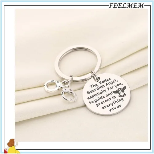 Miniatura 5 de FEELMEM Llavero de oración de policía, regalo de oficial de policía, ángel de la guarda proteger, llavero militar, regalo para marido de parte