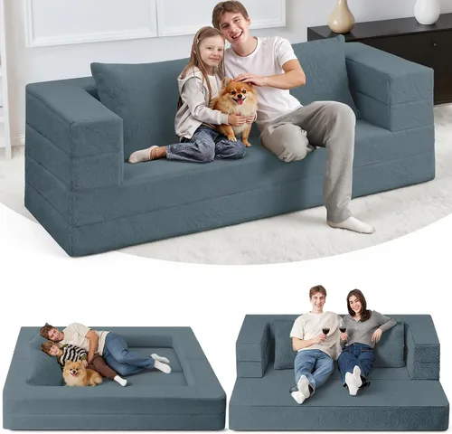 Miniatura 21 de Cama humana gigante para perro, cama 3 en 1 para perro de tamaño humano con funda de piel sintética lavable, cama grande plegable humana para Blanco