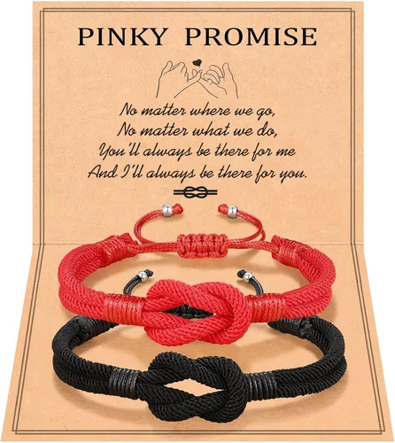 Eryuor Pinky - Pulseras de nudo de promesa, regalos para parejas, Navidad, aniversario, día de San Valentín, regalos para hombres, mujeres, novio,