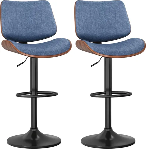 Miniatura 19 de YaFiti Adjustable Bar Stools, Modern Swivel PU Leather Counter Height Chairs with Backrest, Armless Kitchen Island Stools, Black 1 PCS