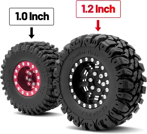 Miniatura 3 de OGRC 1.0 Plus (1.2 pulgadas) Beadlock Ruedas de 0.276 in de desplazamiento negativo llantas SS súper suaves pegajosas para TRX4M SCX24 FCX24 AX24