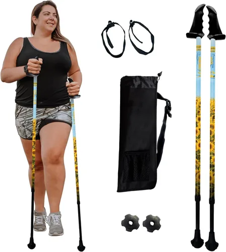 Miniatura 12 de York Nordic Bastones de senderismo motivadores grandes y altos para equilibrio y rehabilitación, 2 piezas, fuertes bloqueos de botón, patas de goma