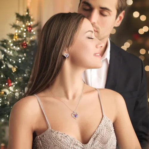 Miniatura 2 de CDE Forever Love - Collares con dije en forma de corazón, de plata de ley925 y con piedra de nacimiento y circonia para mujer, regalo de aniversario