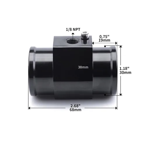 Miniatura 2 de Medidor de temperatura de agua de aluminio Medidor de temperatura de agua Tubo conjunto Sensor de radiador Abrazaderas negras 1.181 in Negro