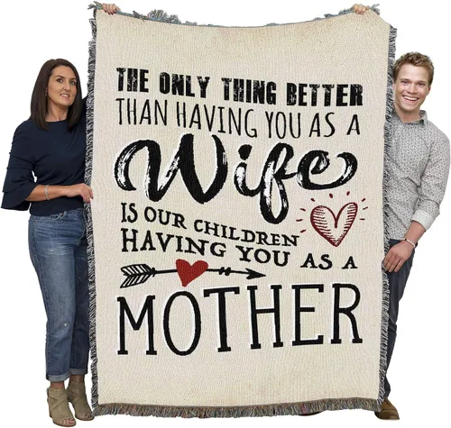 Pure Country Weavers Manta The Only Thing Better Wife Children Mother – Tapiz de regalo tejido de algodón – Fabricado en los Estados Unidos (72 x 54
