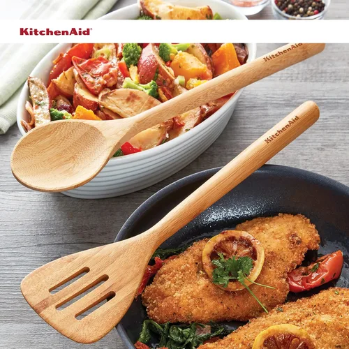 Miniatura 6 de KitchenAid Juego de espátula y cuchara de bambú, 2 piezas