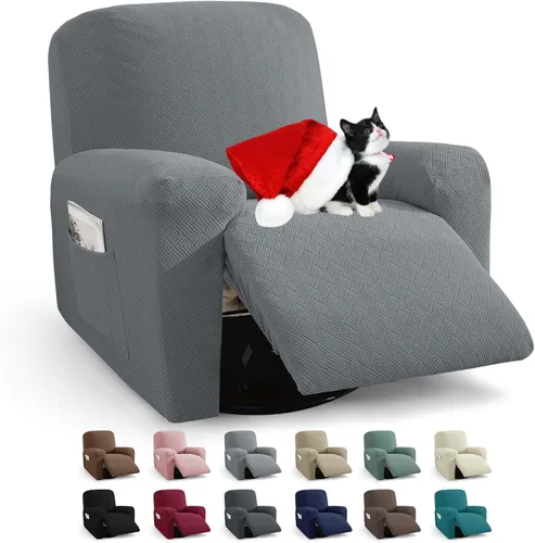 Miniatura 48 de JIVINER Fundas reclinables de gran tamaño de 3 piezas para sillón reclinable grande con bolsillos, tela jacquard elástica Lazy Boy funda para sofá