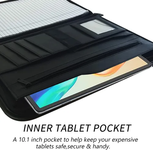 Miniatura 4 de Boczif Padfolio - Organizador de carpetas de cartera planificador de cuero para hombres y mujeres organizador de cuadernos de negocios con bolsillo