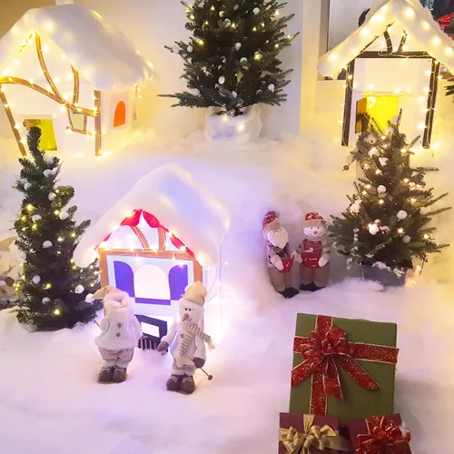 Miniatura 6 de Cosweet 1 paquete de manta de nieve falsa de 3 x 8 pies, hoja de nieve sintética gruesa de Navidad, rollo de nieve artificial para manualidades